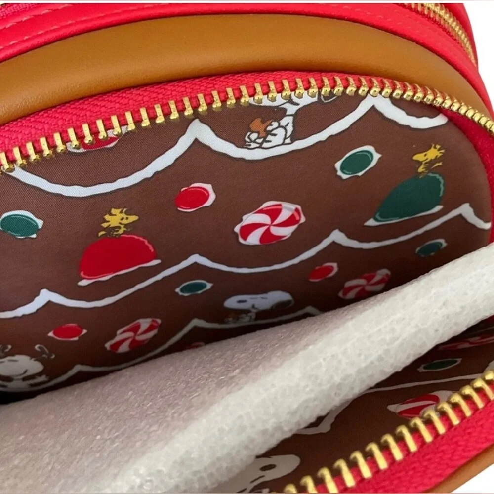 NWT Loungefly Peanuts Snoopy Gingerbread House Christmas Backpack